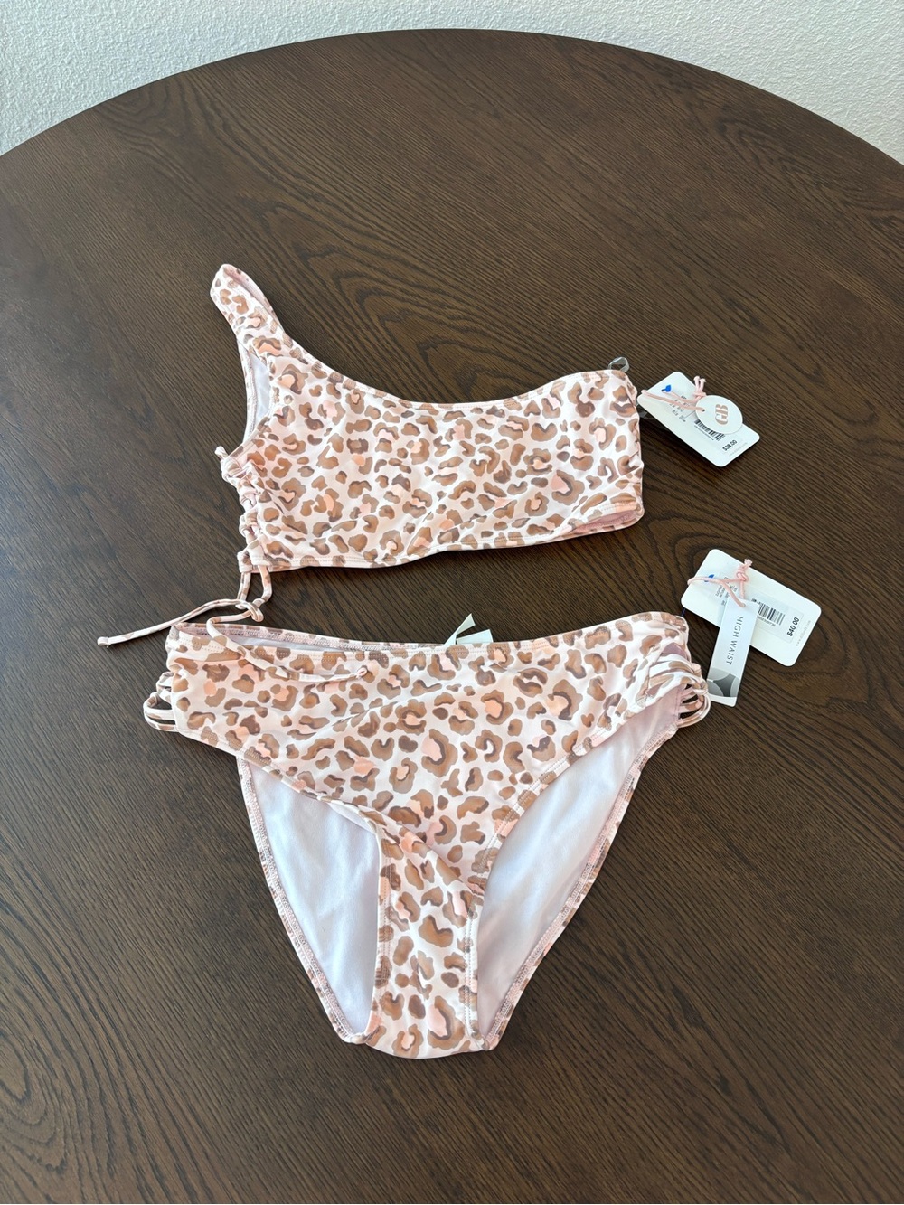 NWT Gianni Bini Pink Leopard One-Shoulder Bikini
